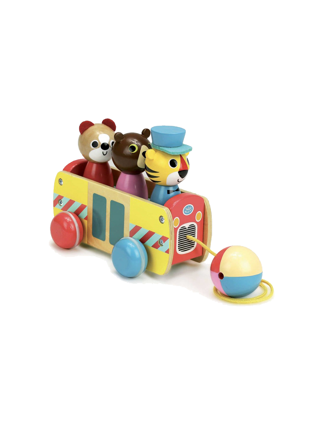 wooden towing bus with pets