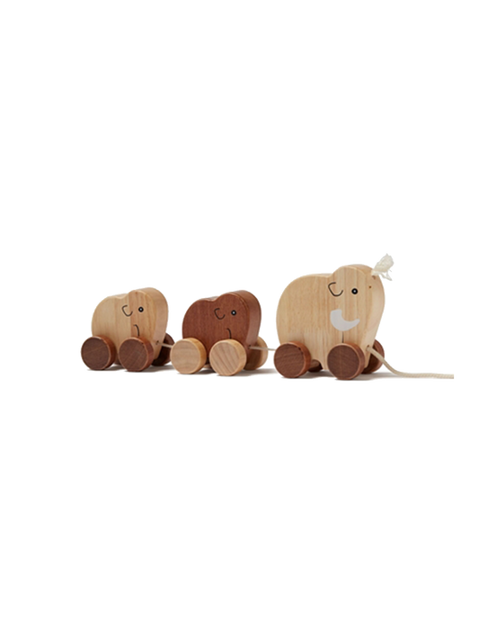 juguete de arrastre de madera Mammoth family