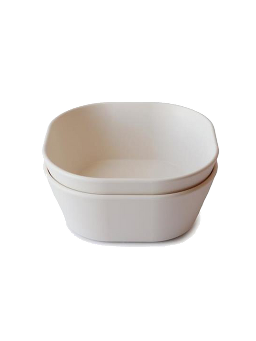 Square dinnerware bowl set of 2 ivory
