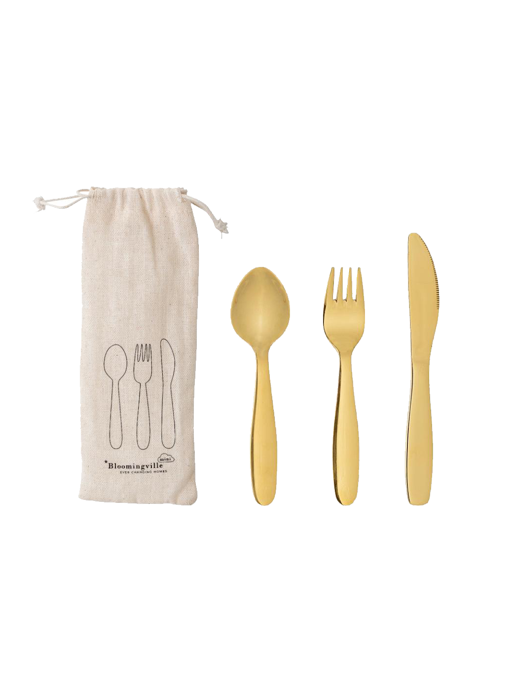 A set of steel cutlery for children