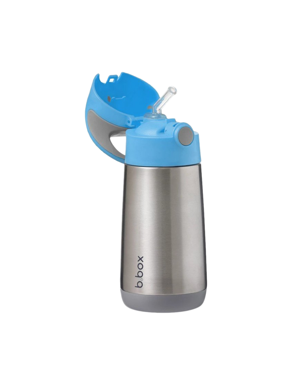 thermal water bottle with a tube blue slate