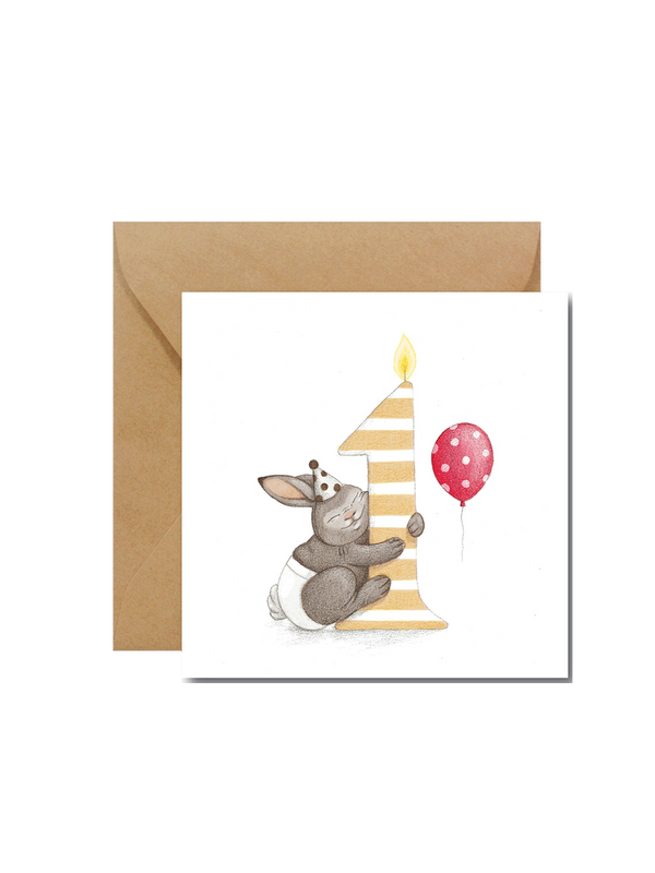 greeting card with envelope pierwsze urodziny