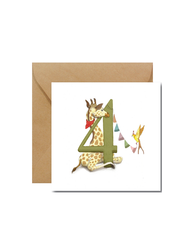 greeting card with envelope czwarte urodziny