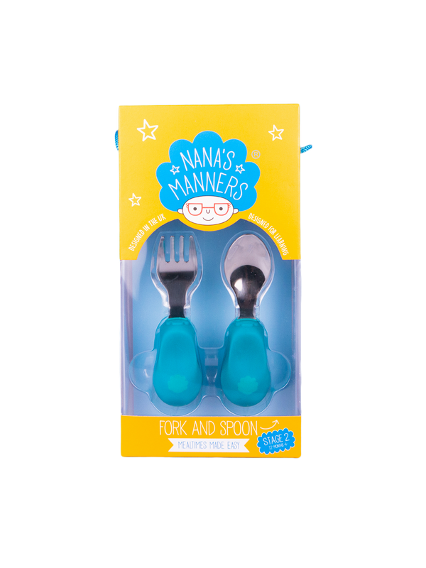 cutlery set for children 1-3 years teal