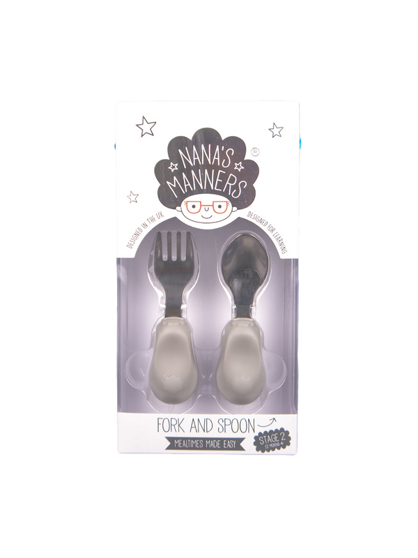 cutlery set for children 1-3 years grey