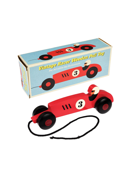 Wooden towing toy vintage racer