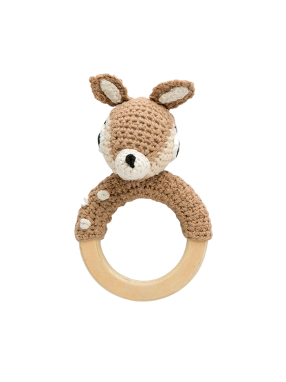 Crochet rattle Dixi on ring