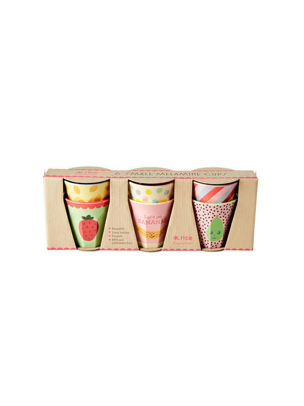 Melamine cups 6 pack pink multi