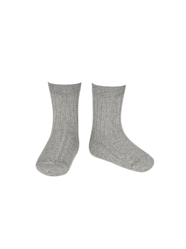 cotton rib short socks aluminium