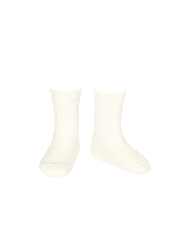 cotton rib short socks milk