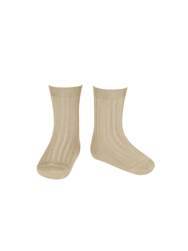 cotton rib short socks nougat