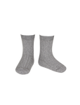 cotton rib short socks light grey
