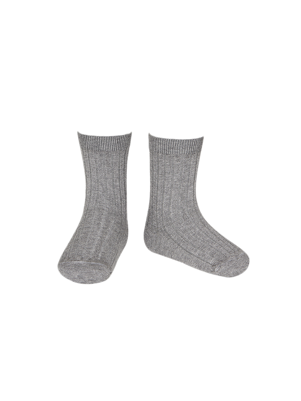 cotton rib short socks light grey