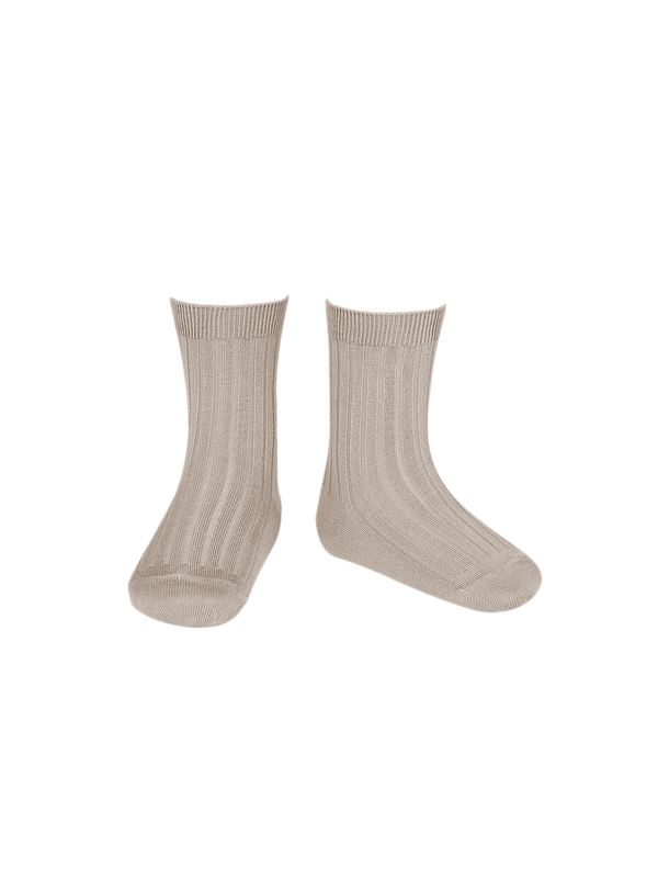 cotton rib short socks stone