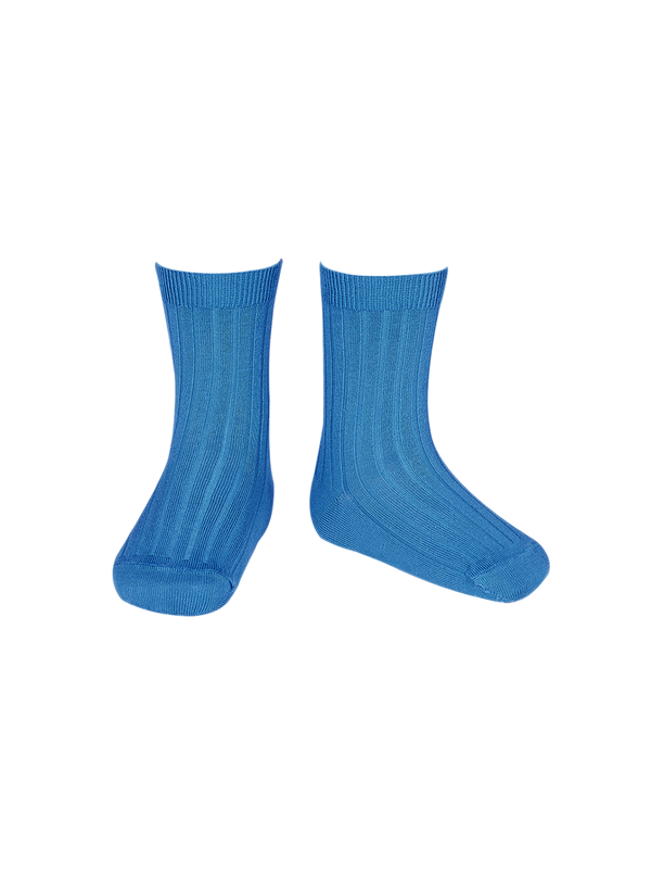 cotton rib short socks electric blue