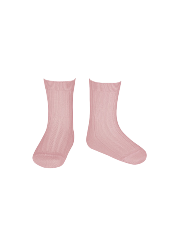 cotton rib short socks pale pink