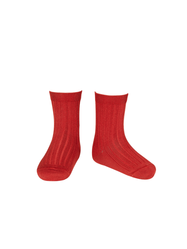 cotton rib short socks red