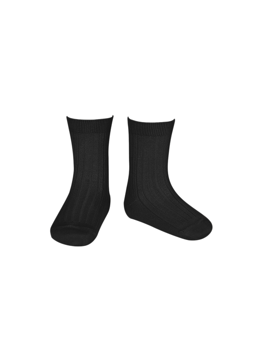 calcetines cortos de canalé de algodón black