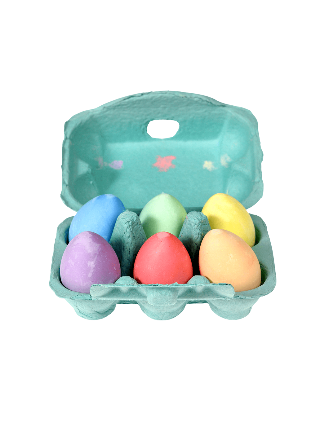 Six coloured chalk eggs