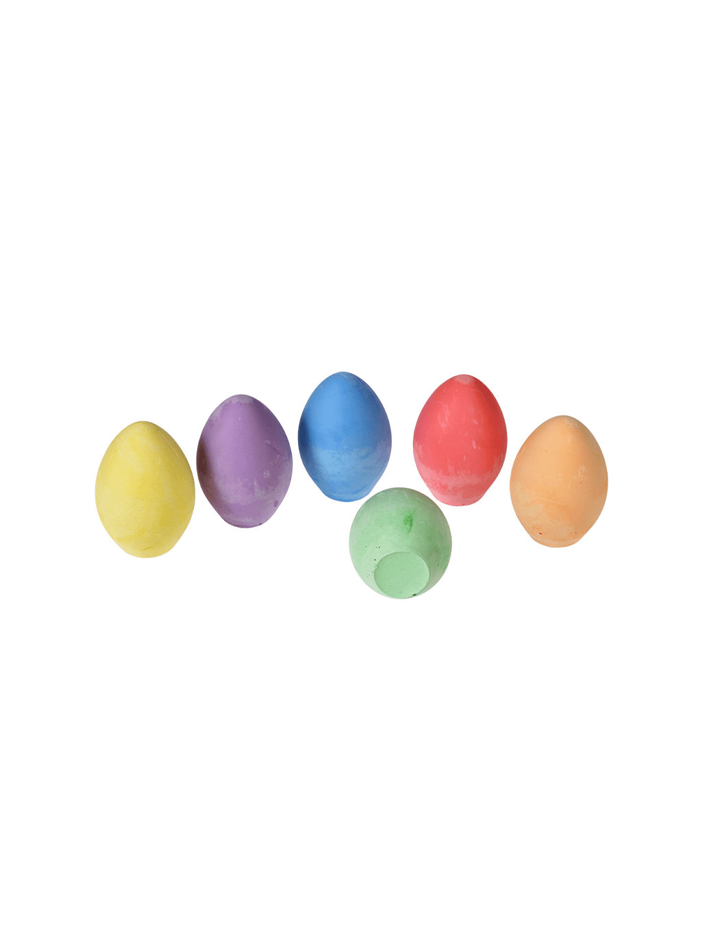 Six coloured chalk eggs