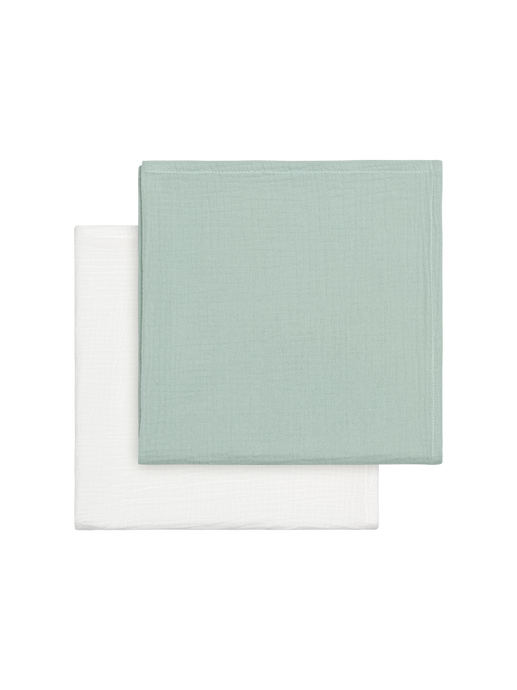 2-pack muslin cloth white / mint