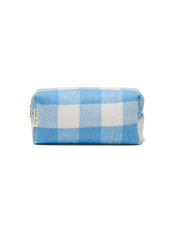 cosmetic bag / pencil case with a zipper blue wool checked