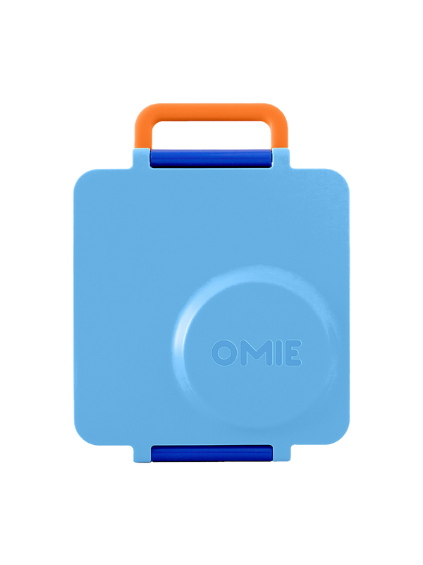 OmieBox lunchbox with thermos and compartments blue sky