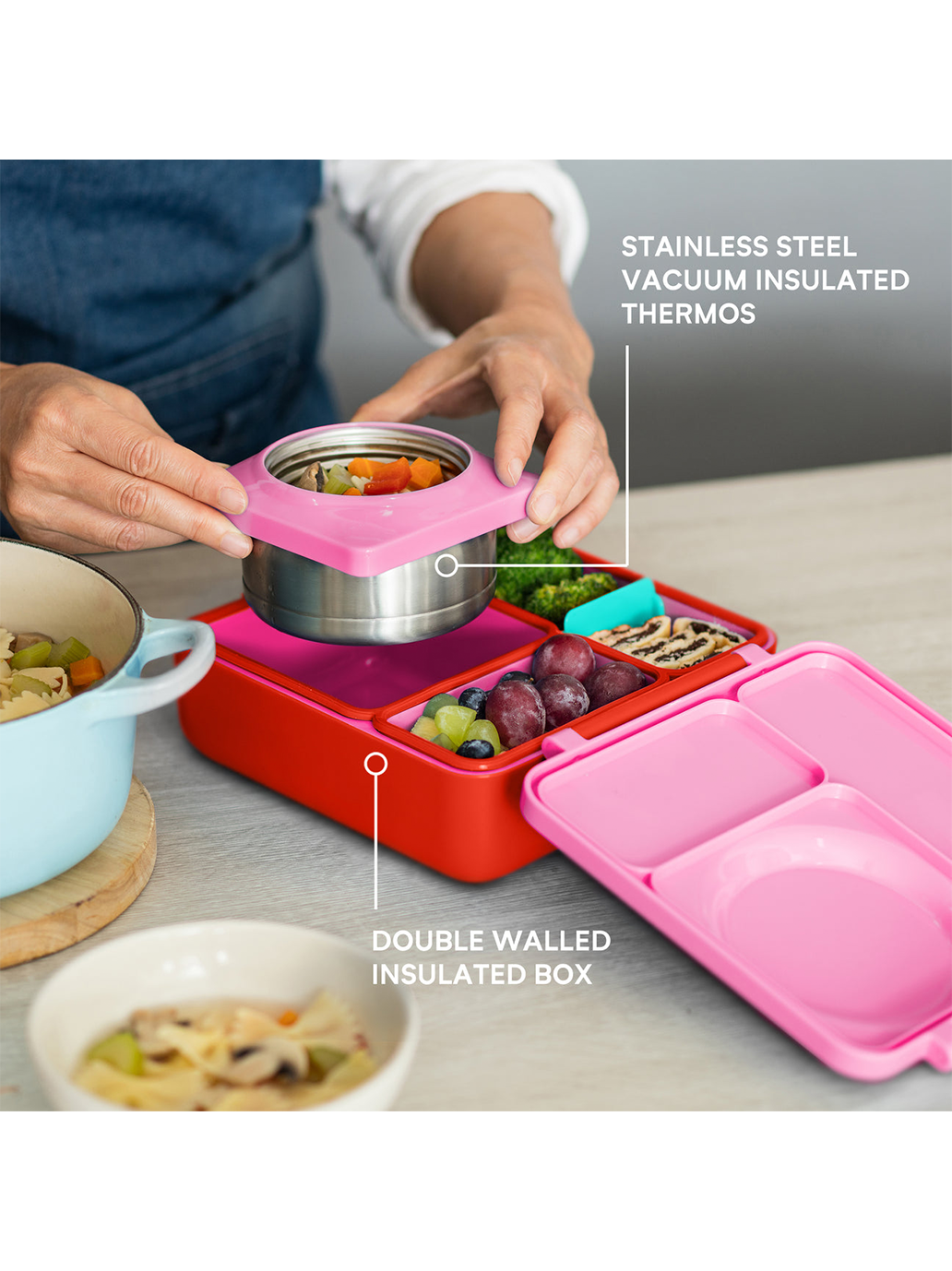 OmieBox lunchbox with thermos and compartments