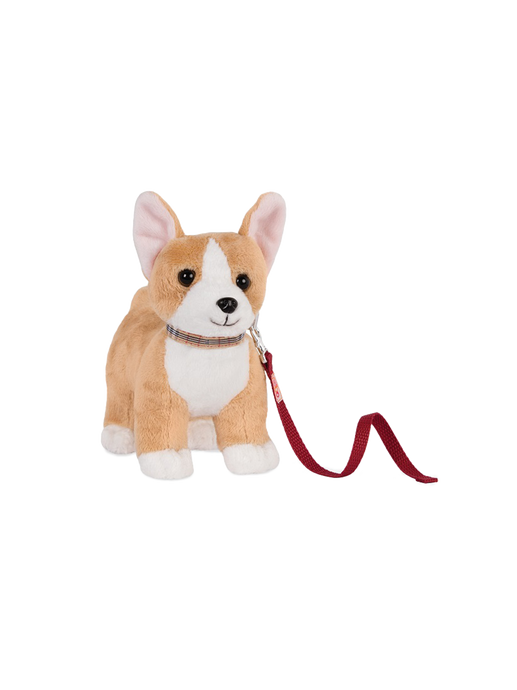 Toy puppy with a leash corgi