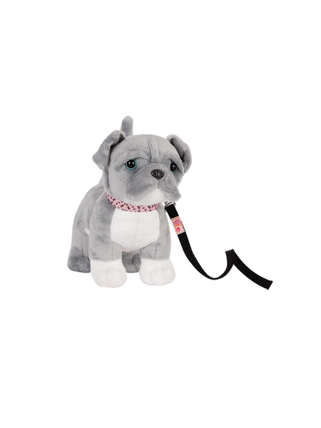 Toy puppy with a leash