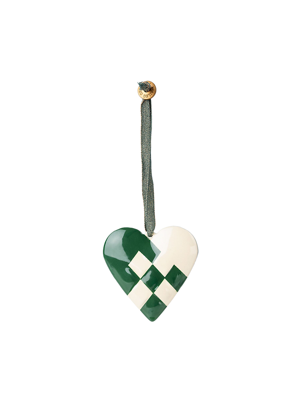 Adorno navideño metálico heart dark green