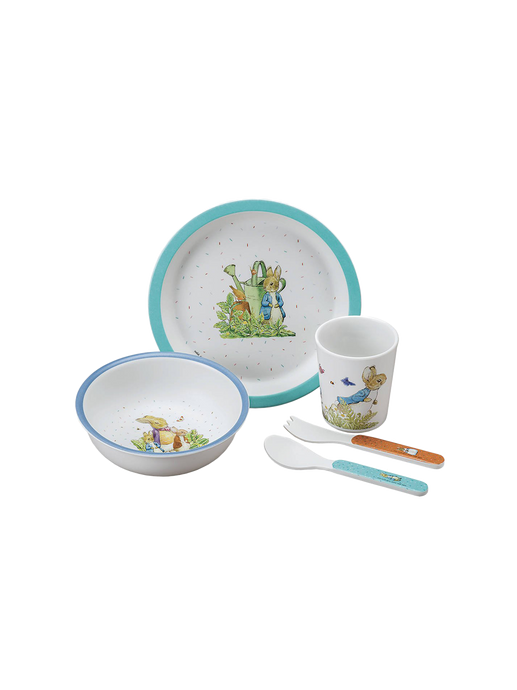 Set di piatti in melamina per bambini peter rabbit blue