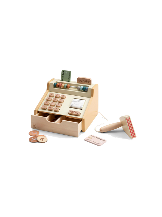 Wooden toy cash register