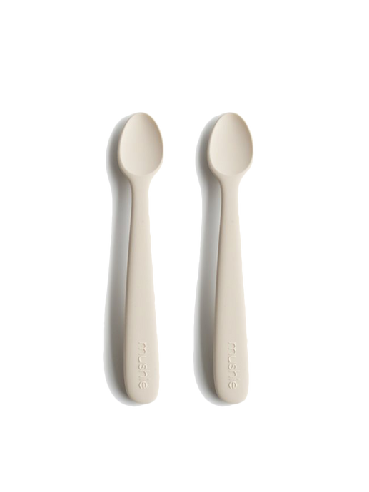 set of 2 silicone spoons for babies ivory
