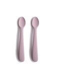 set of 2 silicone spoons for babies soft lilac