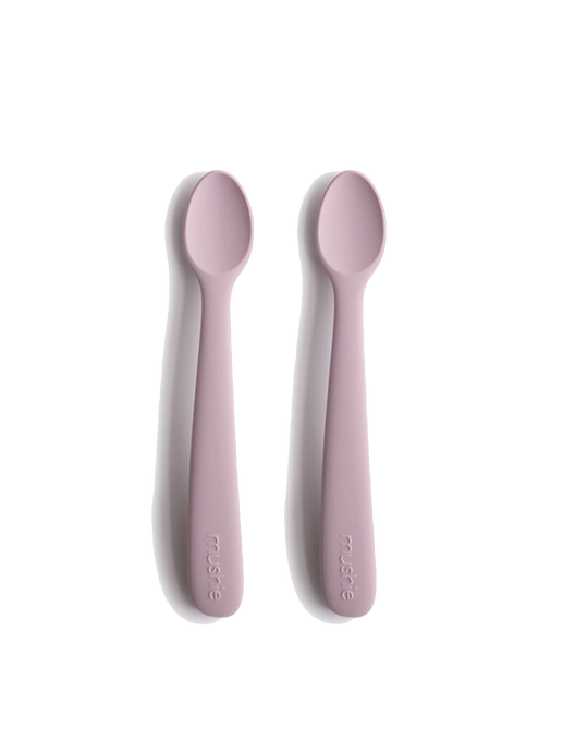 juego de 2 cucharas de silicona para bebés soft lilac