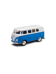 Metal model of the Volkswagen Van Samba car blue