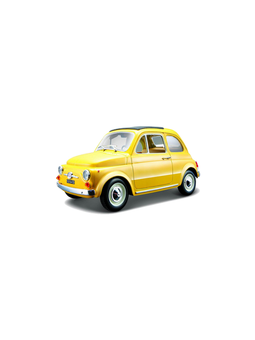 Metal model of the Fiat 500 car yellow