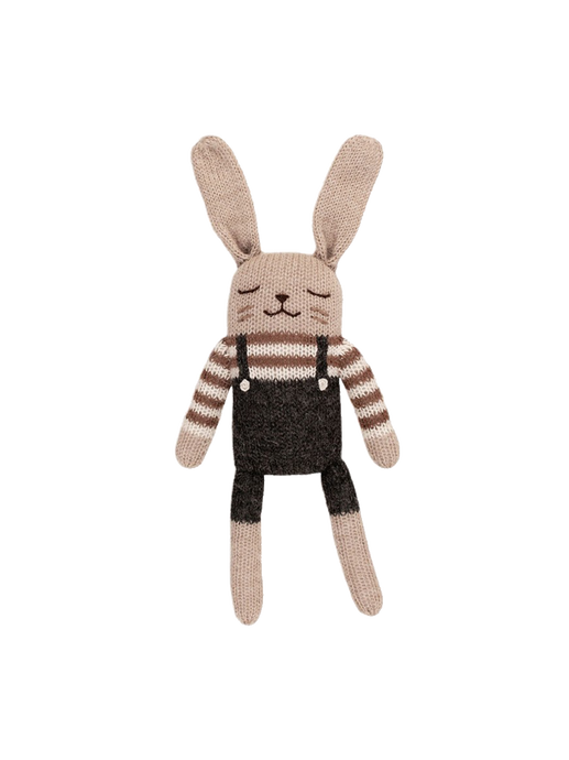 soft alpaca cuddly toy bunny black overalls