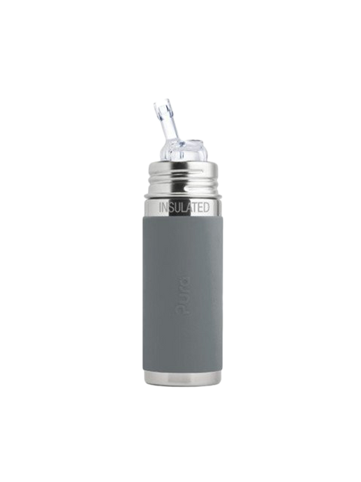 steel thermo bottle with a gray silicone cover 260 ml rurka