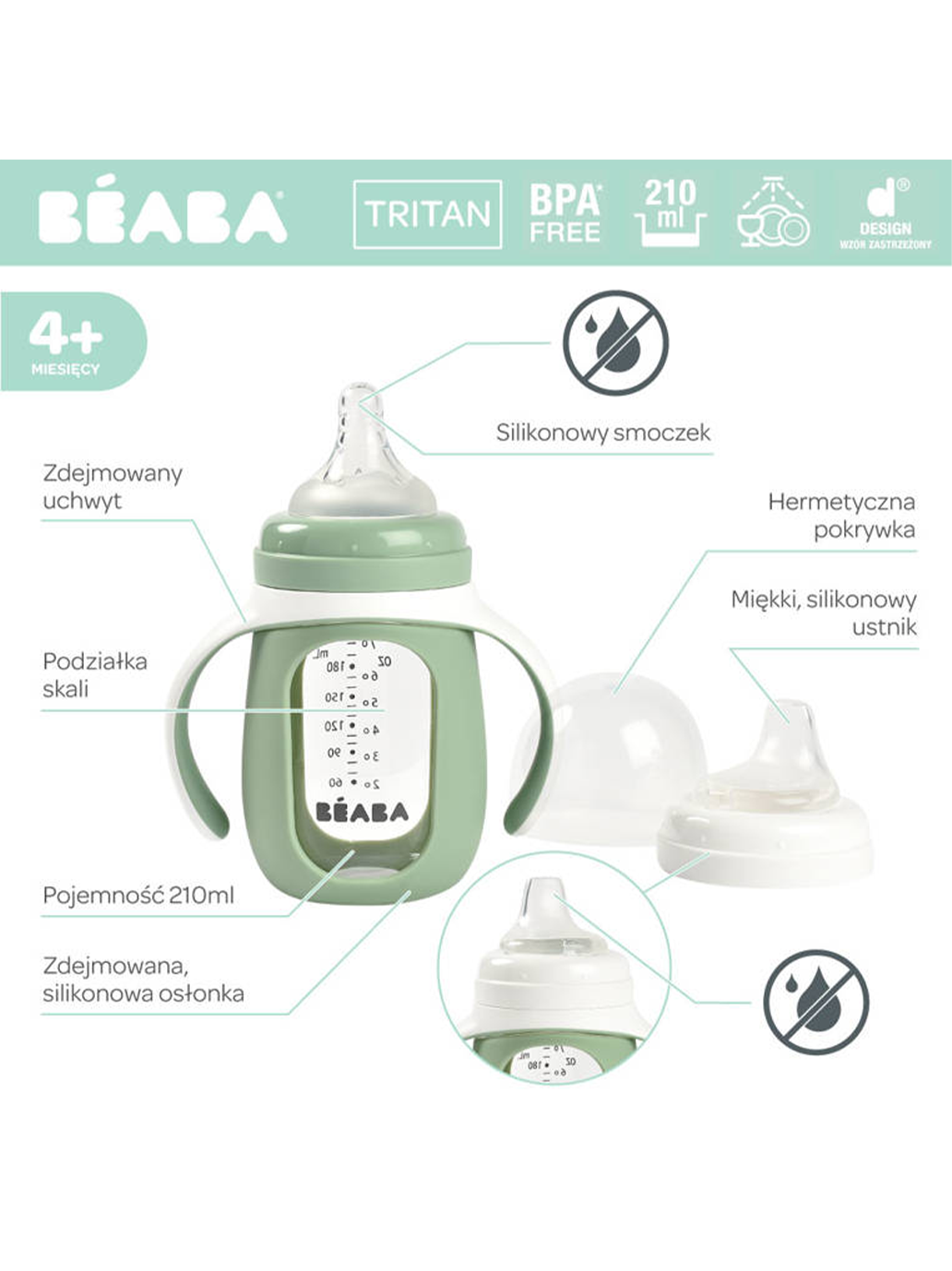 Bottiglia di vetro da allenamento in un involucro di silicone 2 in 1