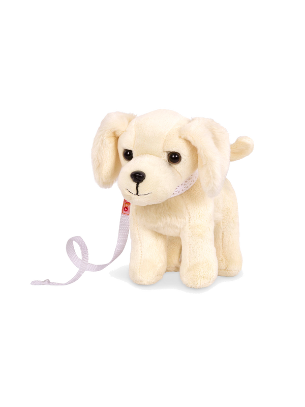 Toy puppy with a leash golden