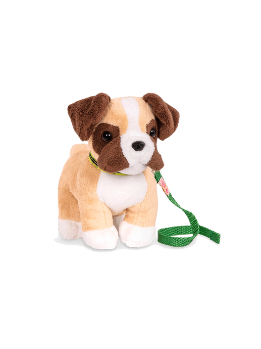 Toy puppy with a leash boxer