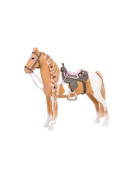 Large 50 cm Palomino horse with accessories