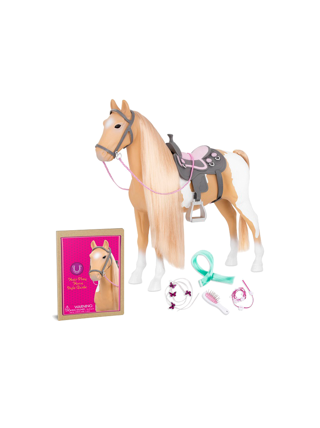 Large 50 cm Palomino horse with accessories