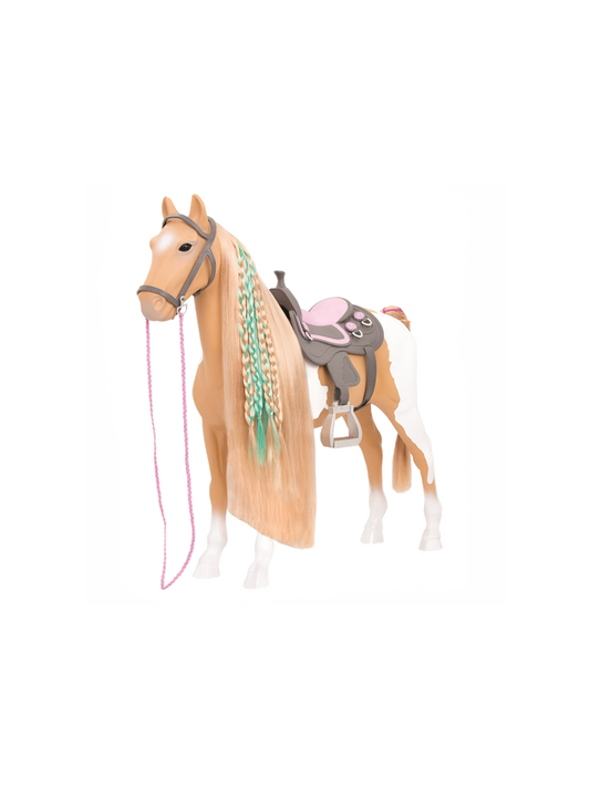 Cavallo Palomino grande da 50 cm con accessori