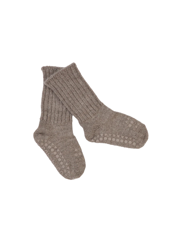 non-slip alpaca socks walnut