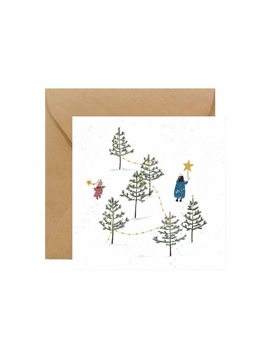 Greeting card with an envelope forest