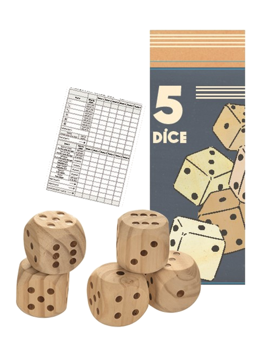 large wooden dice for games 5 pcs.