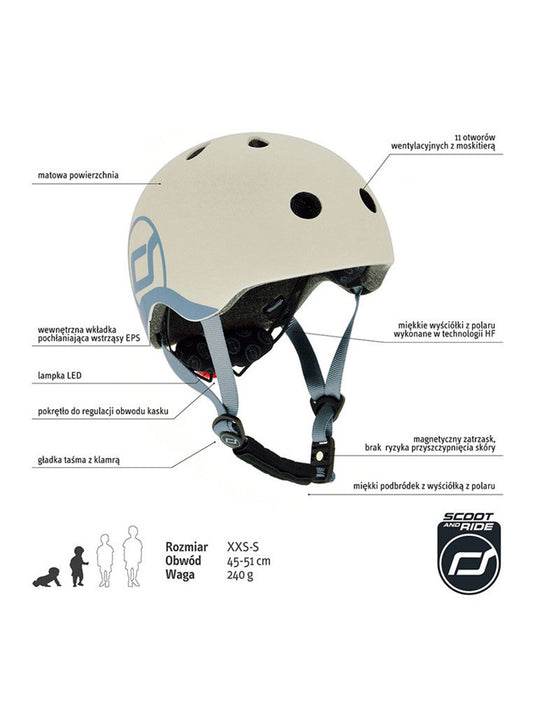 Adjustable children helmet with light